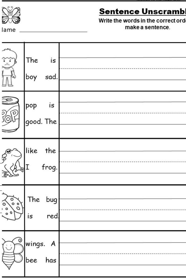 Free Printable Sentence Writing Worksheets