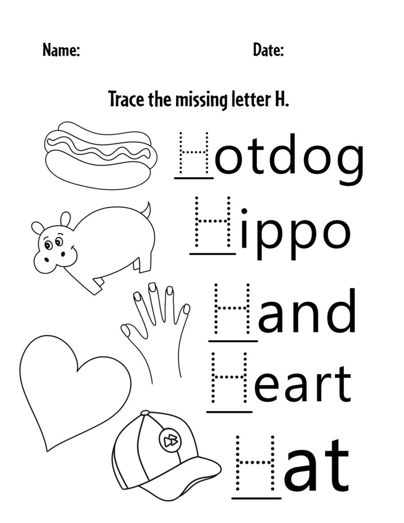 Printable Letter H Worksheets