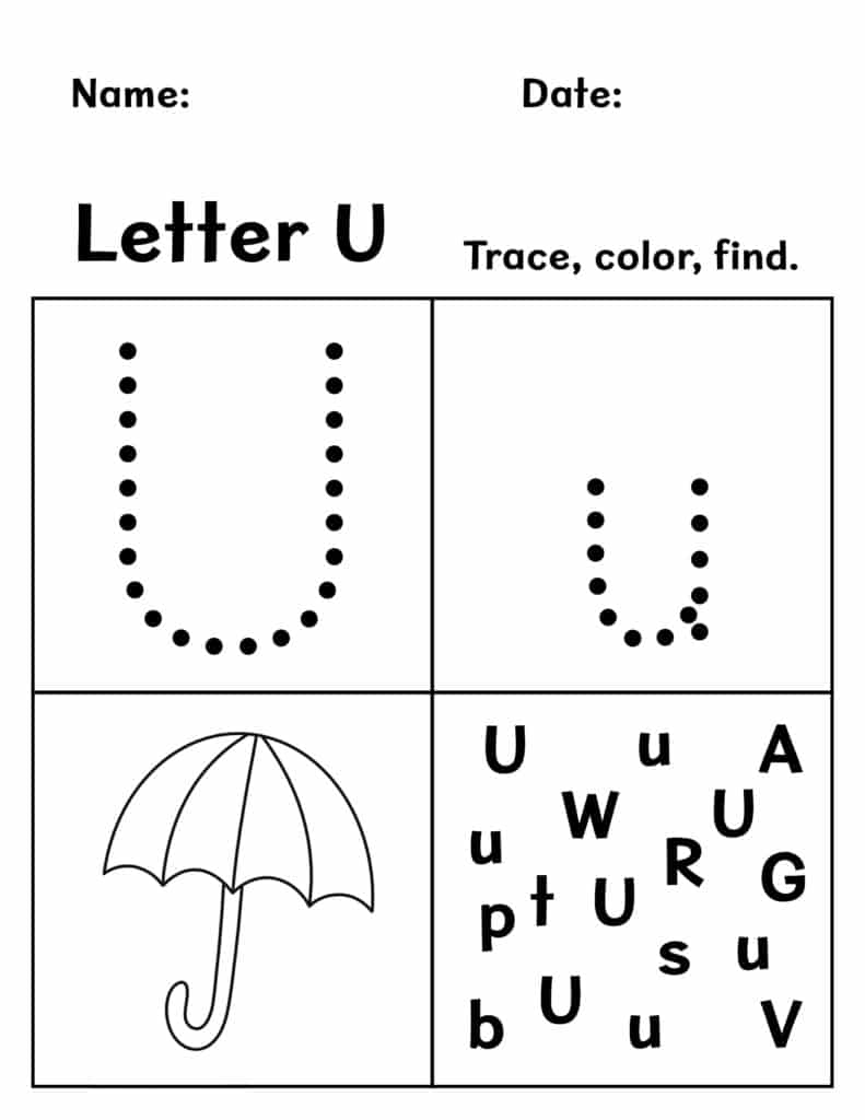Free Printable Letter U Worksheets For Preschool