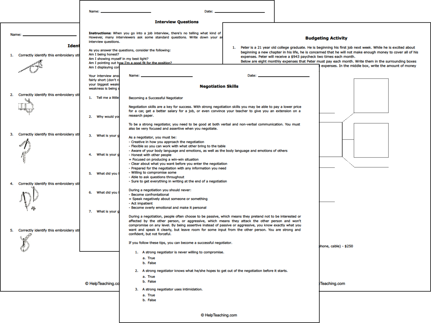 Free Printable Daily Living Skills Worksheets For Adults