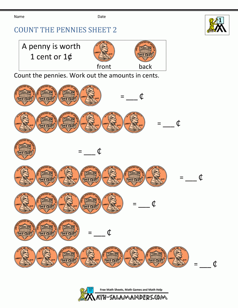 Free Printable Money Counting Worksheets