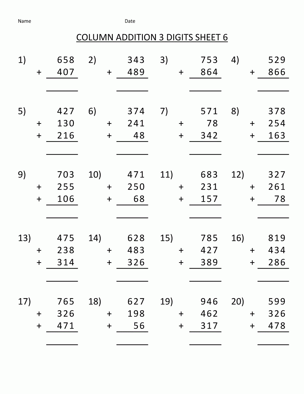 Free Math Printable Worksheets
