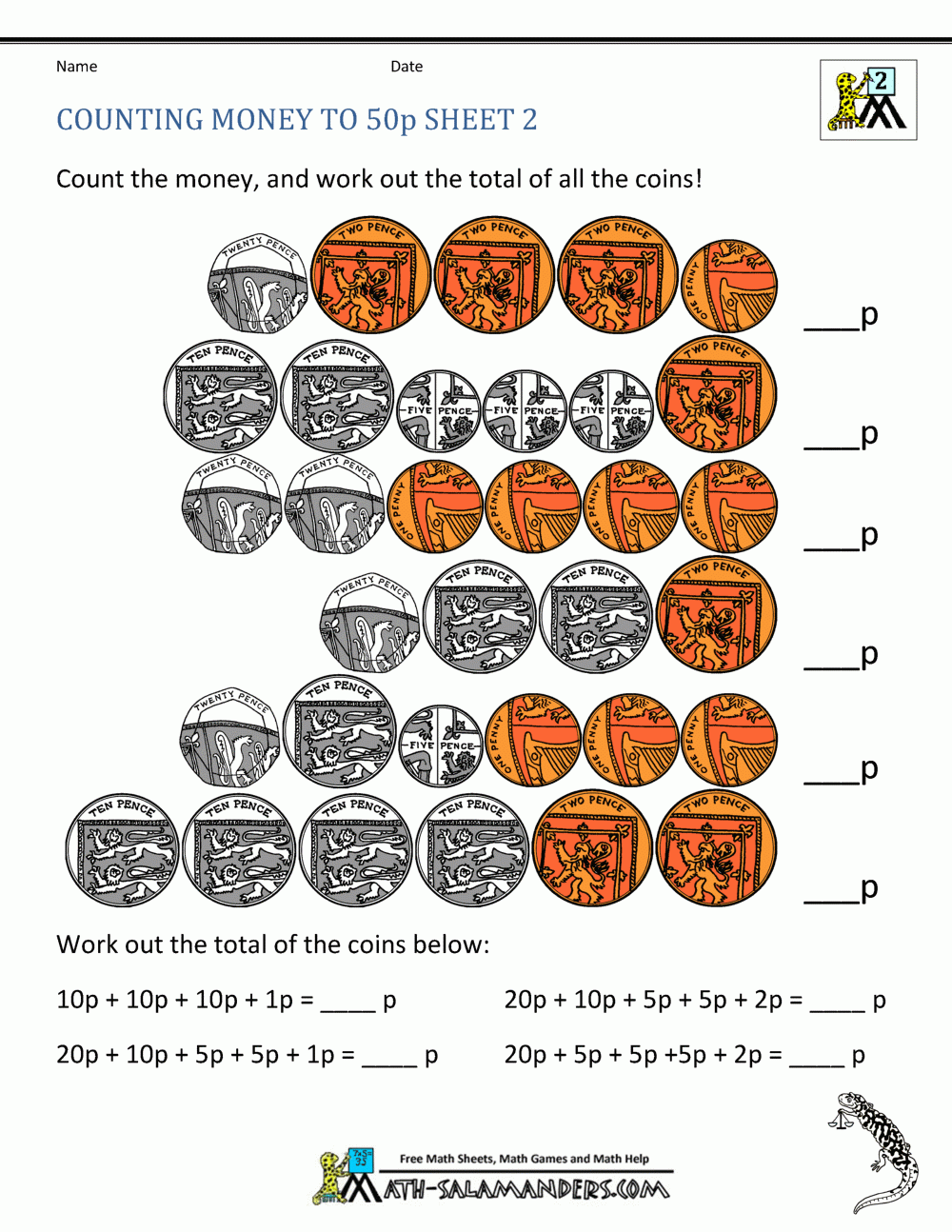 Printable Counting Money Worksheets