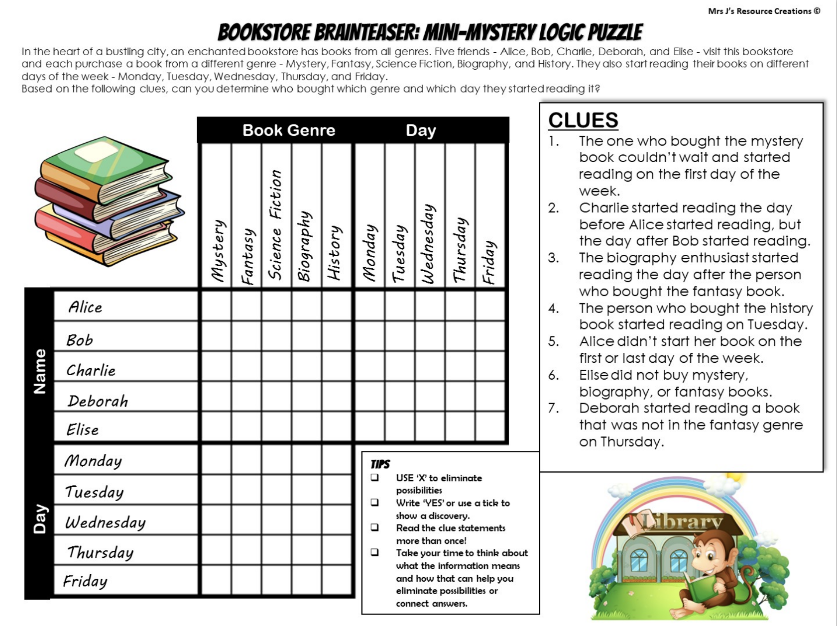 Logic Puzzles Free Printable