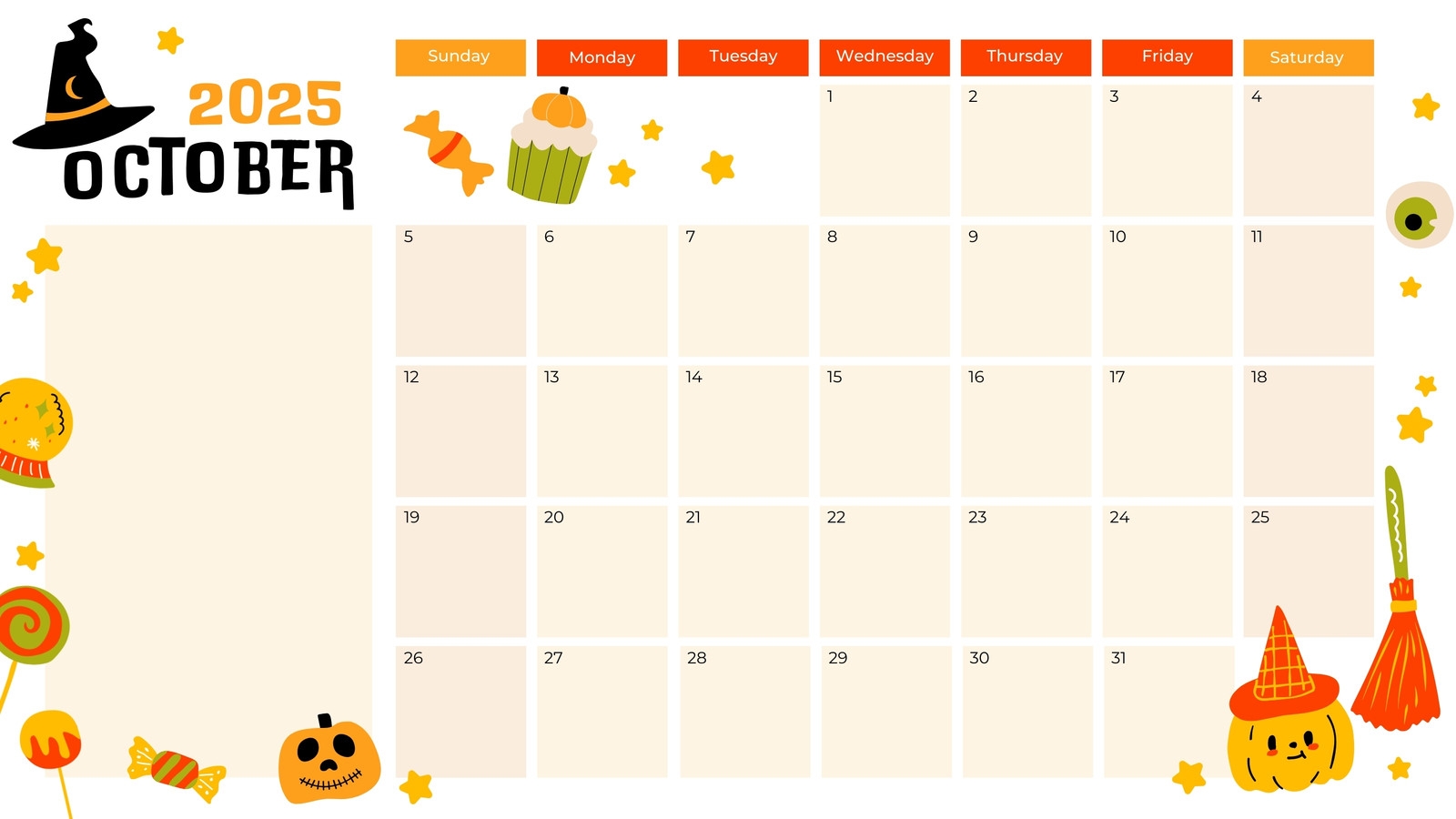 October 2025 Blank Calendar Pages