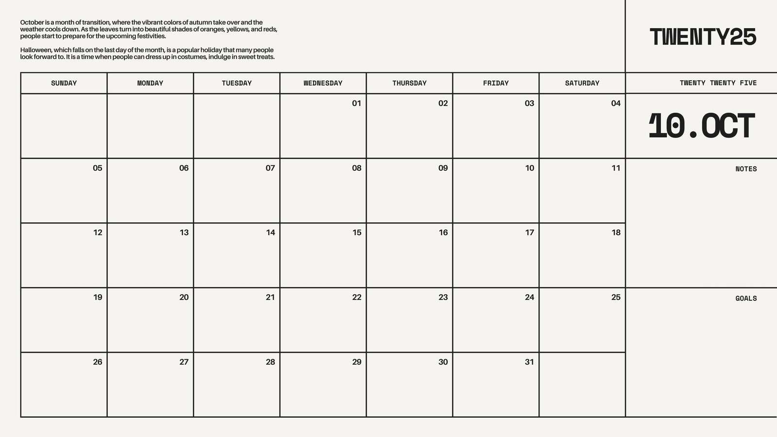 Free October 2025 Calendar Templates To Customize Canva
