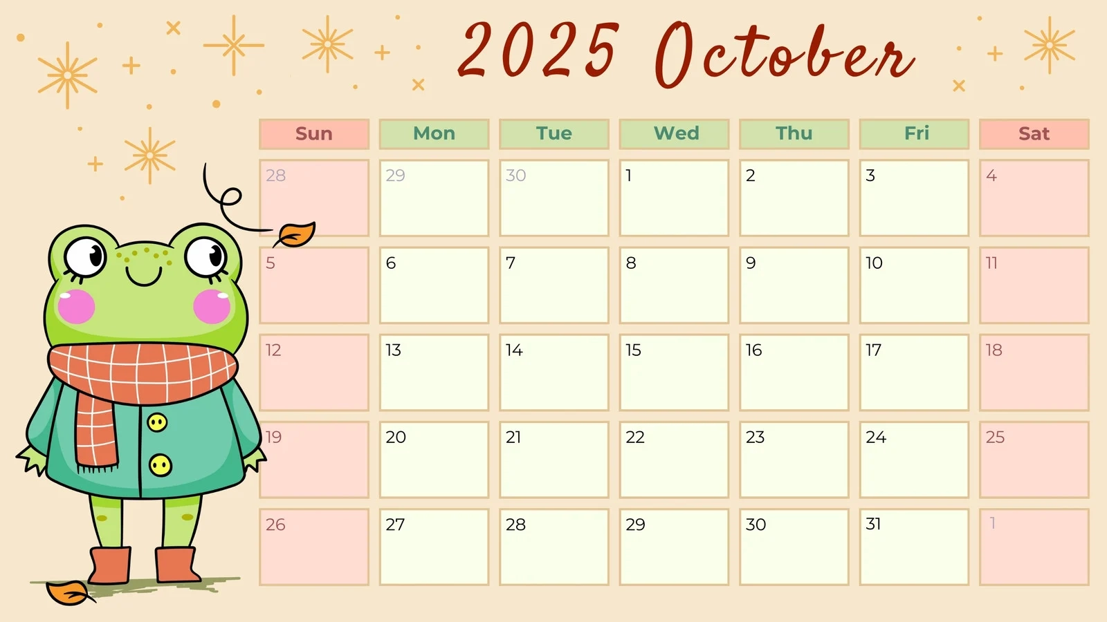 Blank Calendar For October 2025