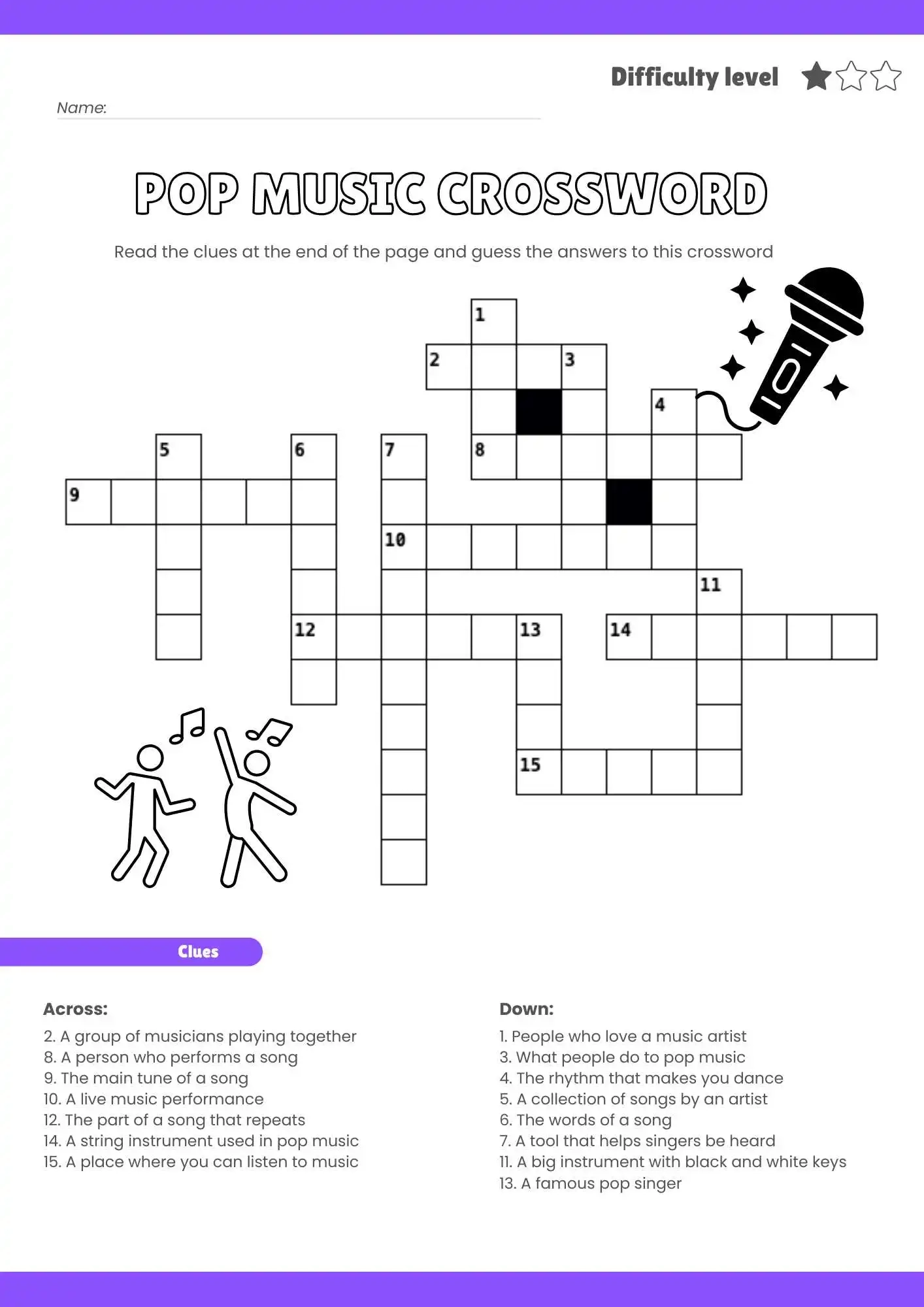 Free Printable Entertainment Crossword Puzzles