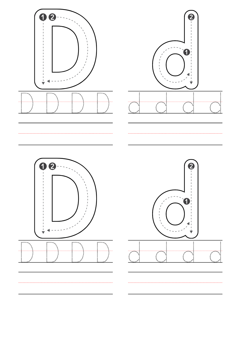 Letter D Printable Worksheets