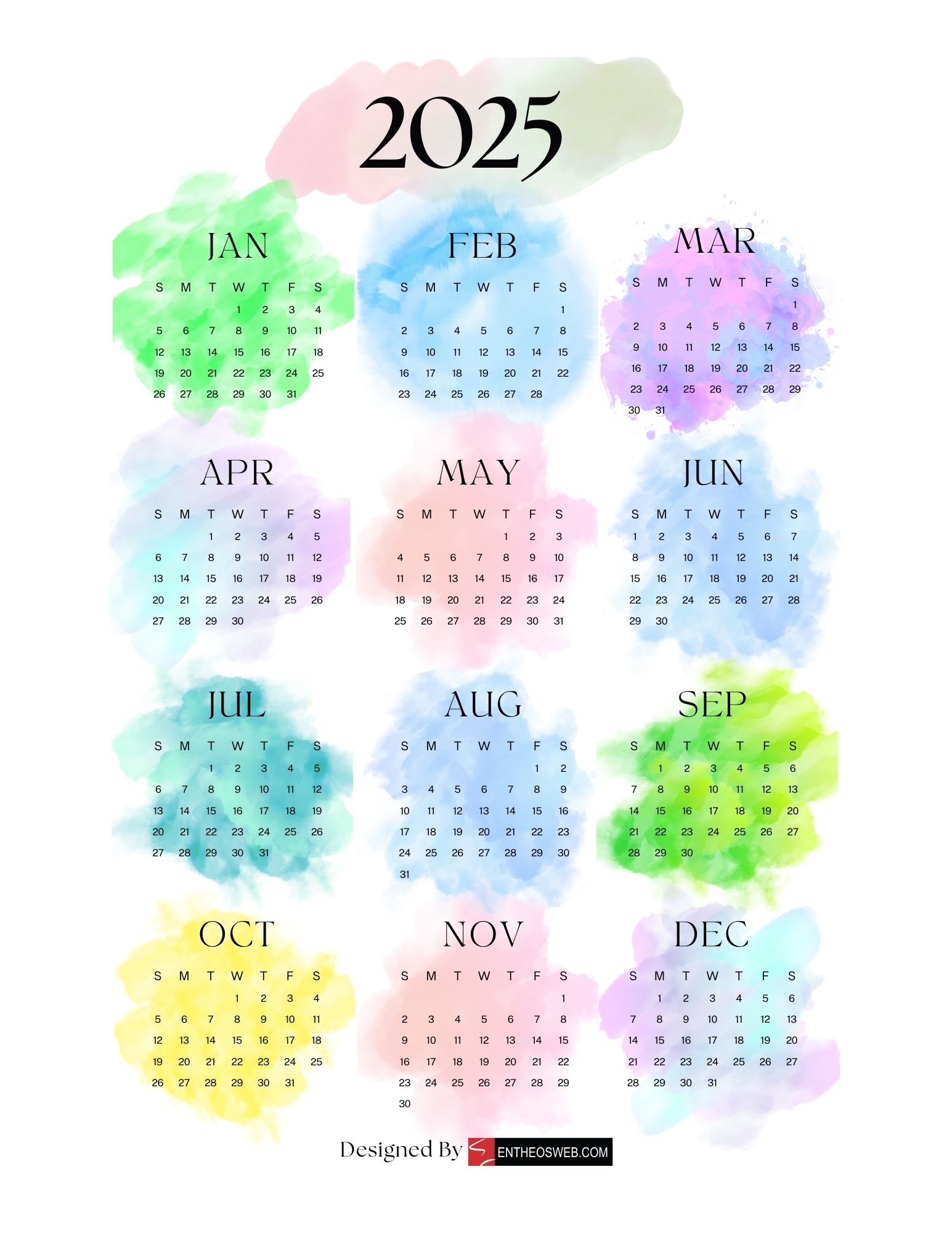 Free Printable 2025 Calendars Free Printable 2025 Calendars EntheosWeb