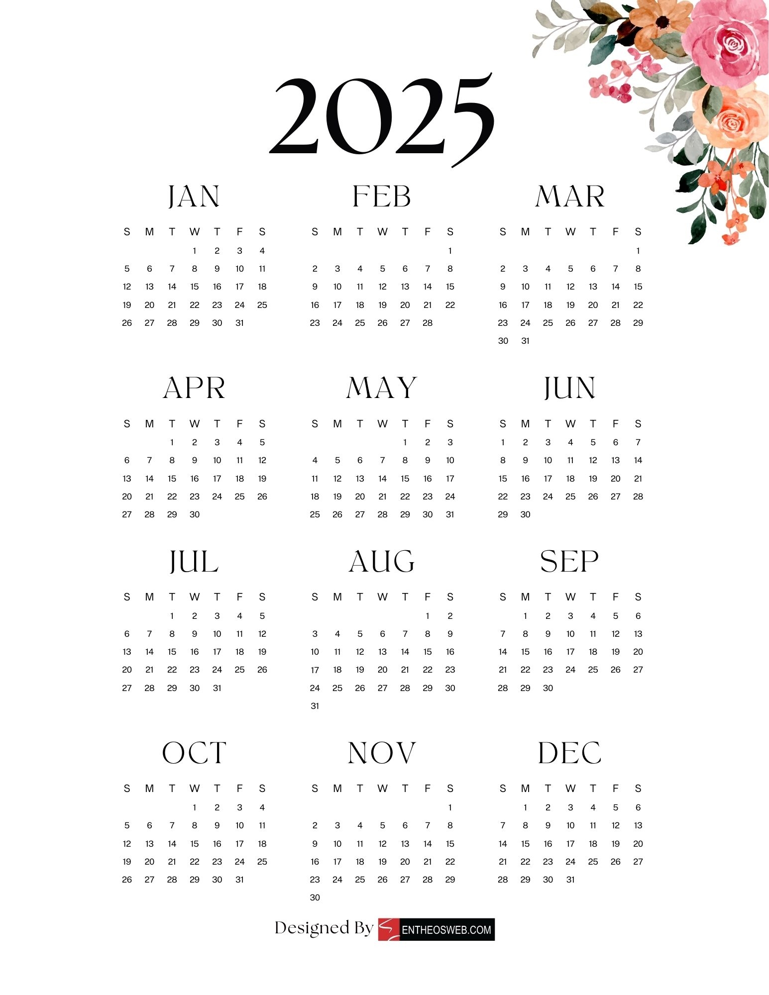 Free Printable Calendar Designs 2025