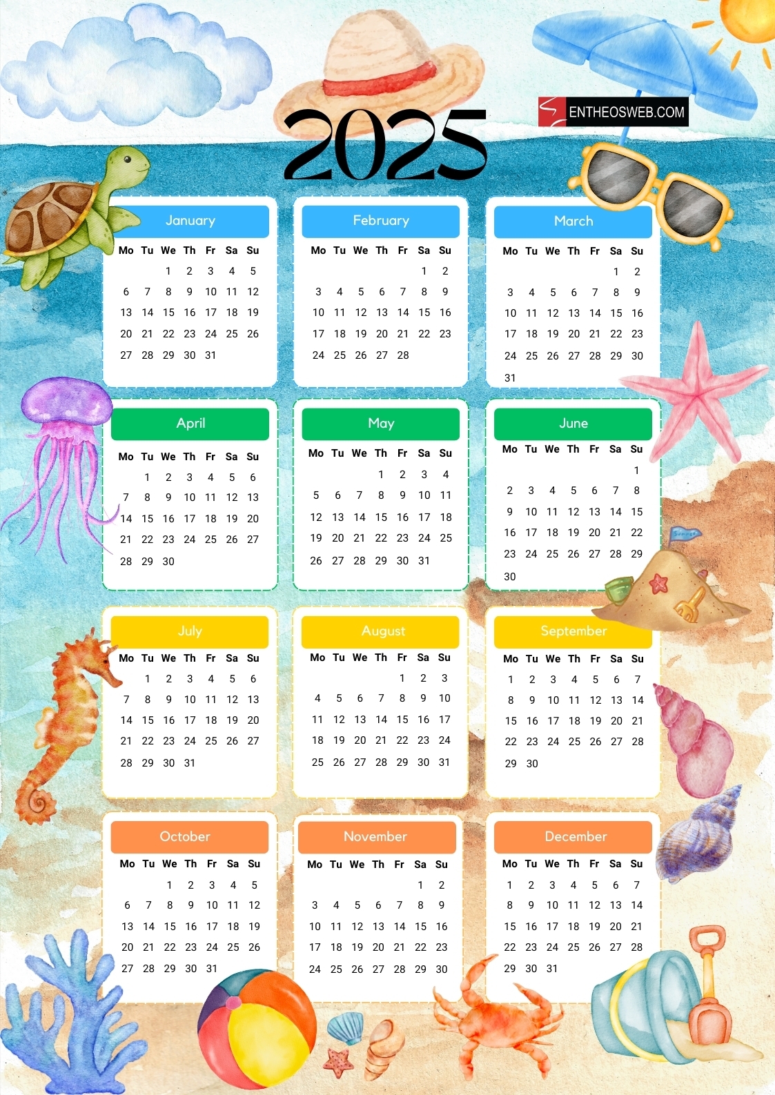 Printable Calendar 2025 With Design