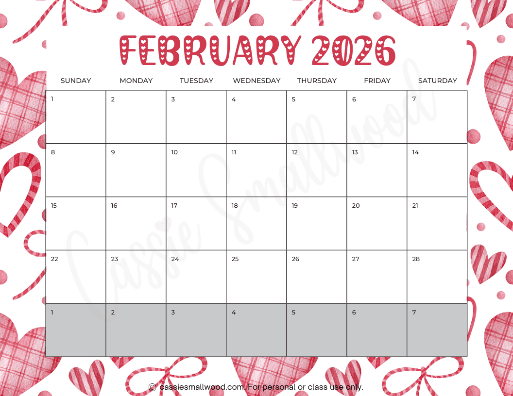 Blank February 2026 Calendar