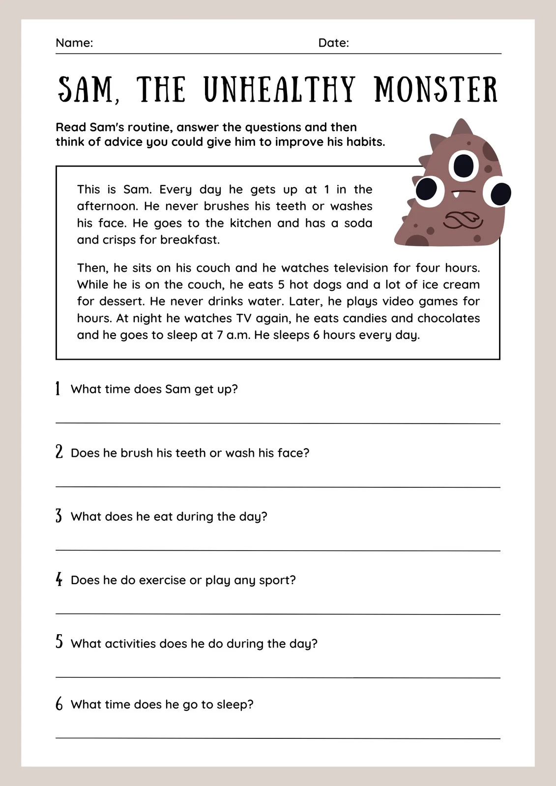 Free Printable Reading Comprehension Worksheets