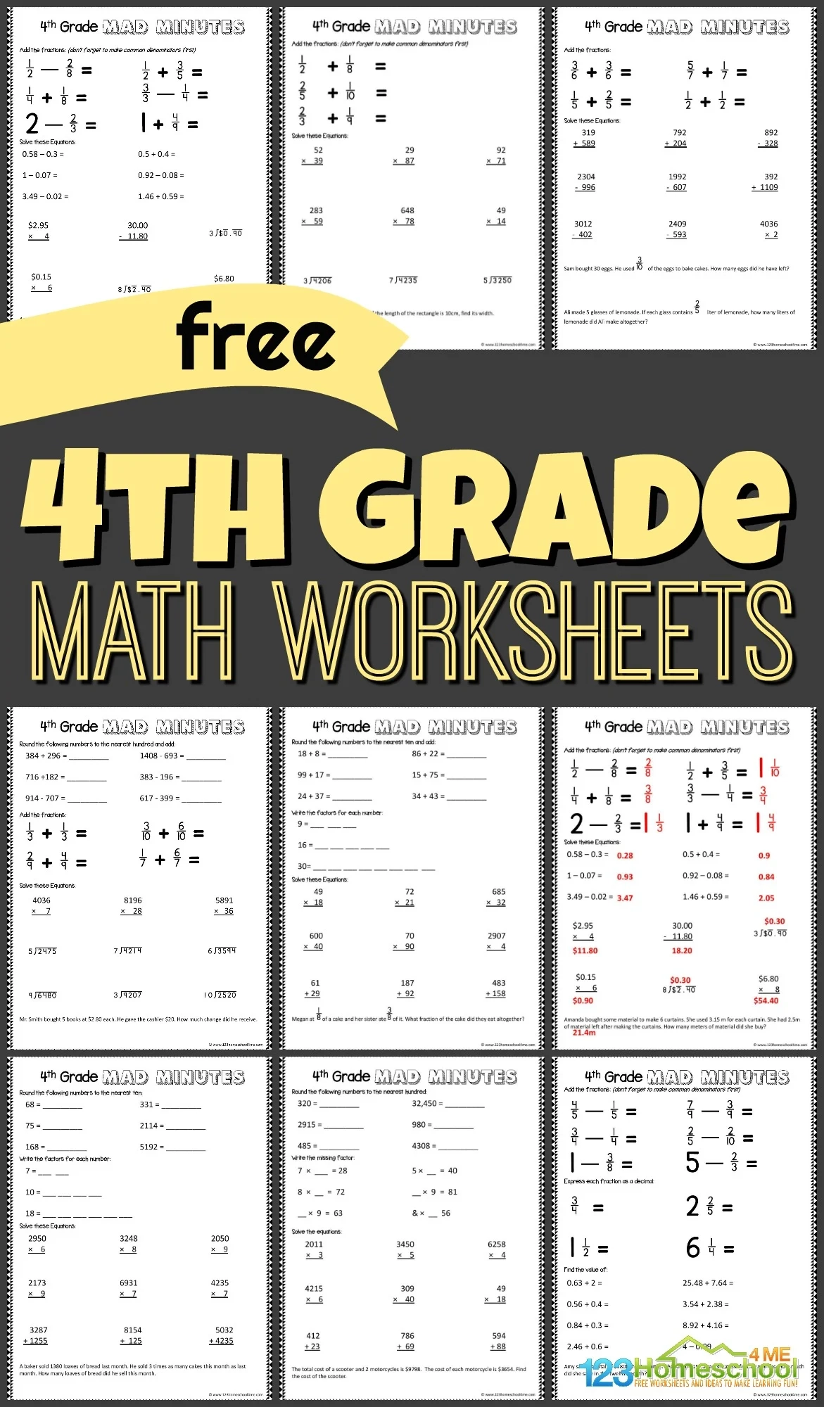 4th Grade Printable Worksheets
