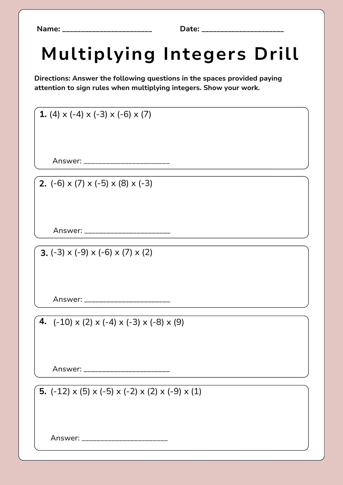Free Printable 8th Grade Math Worksheets
