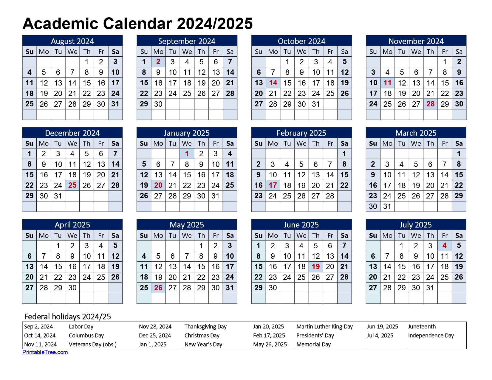Printable Blank Calendar 2025-26