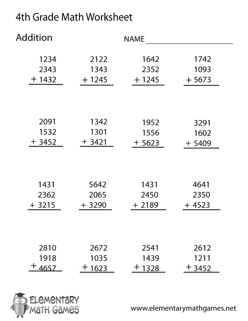 4th Grade Free Printable Worksheets