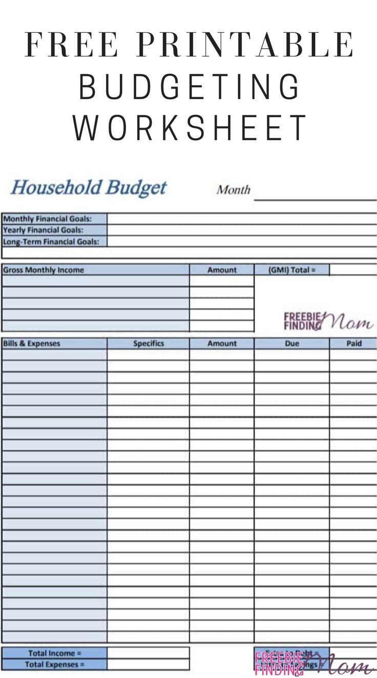 Printable Free Budget Worksheet