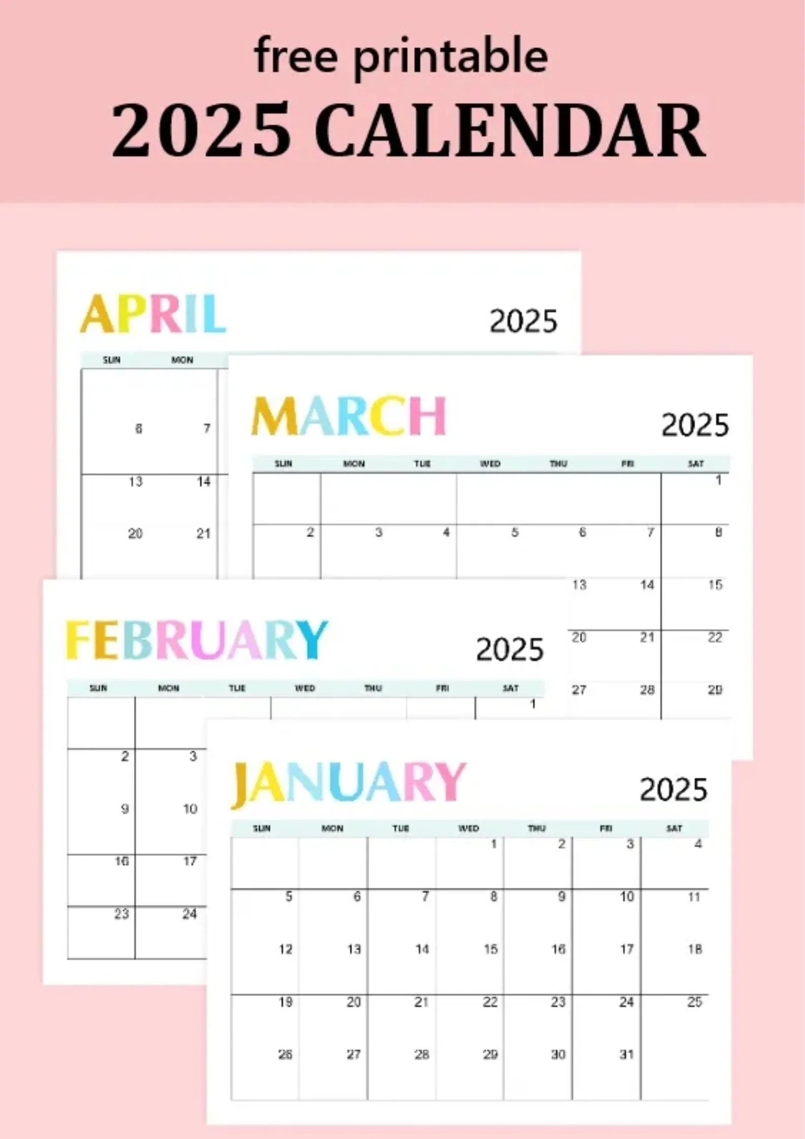 Papertraildesign Year 2025 Calendar Printable Holiday Bold