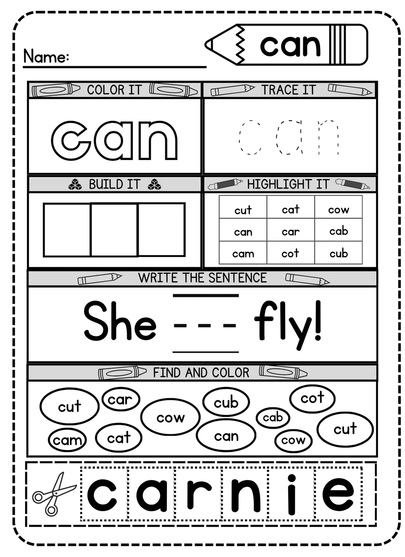 Free Printable Sight Word Worksheets For Kindergarten