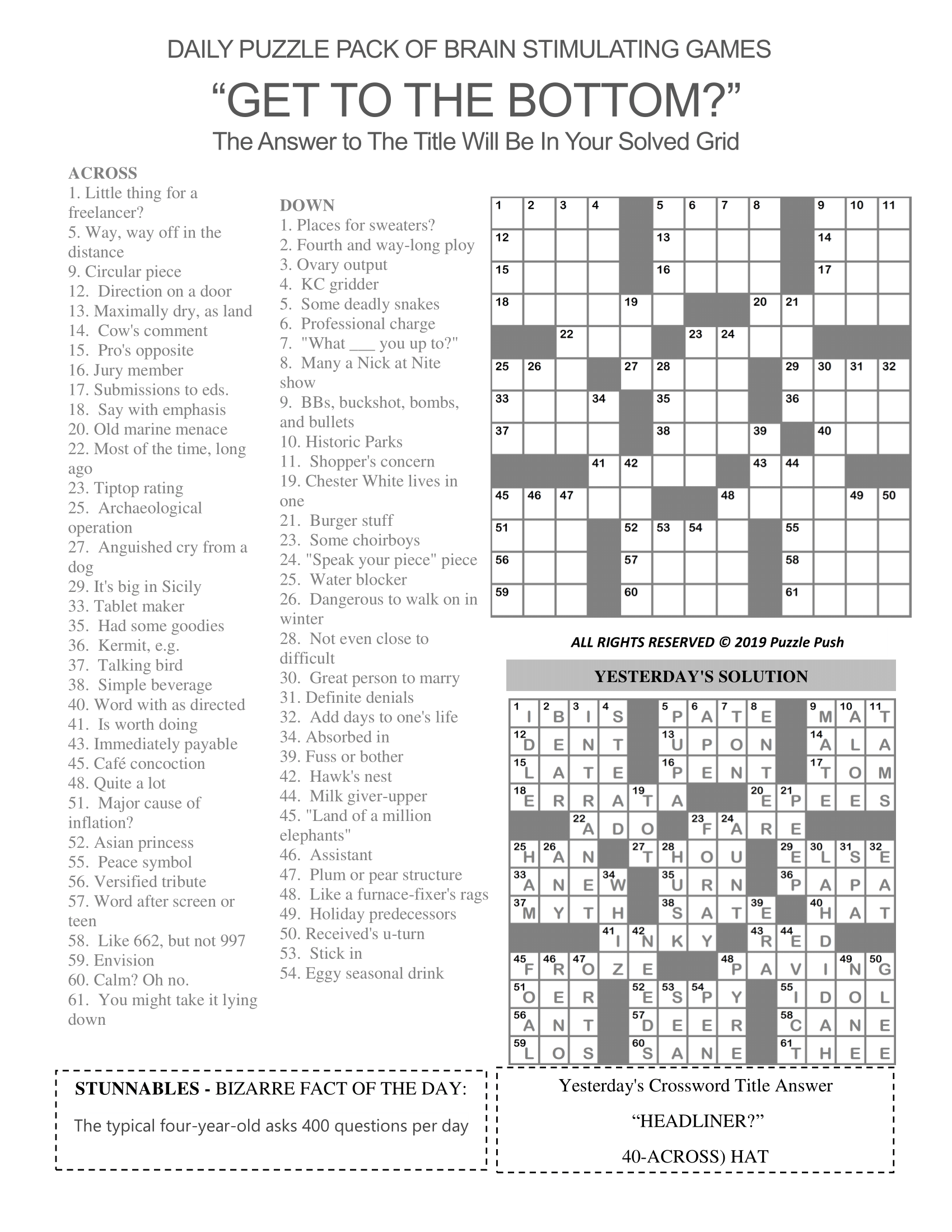 Free Printable Crossword Puzzles By Timothy Parker Download Free 