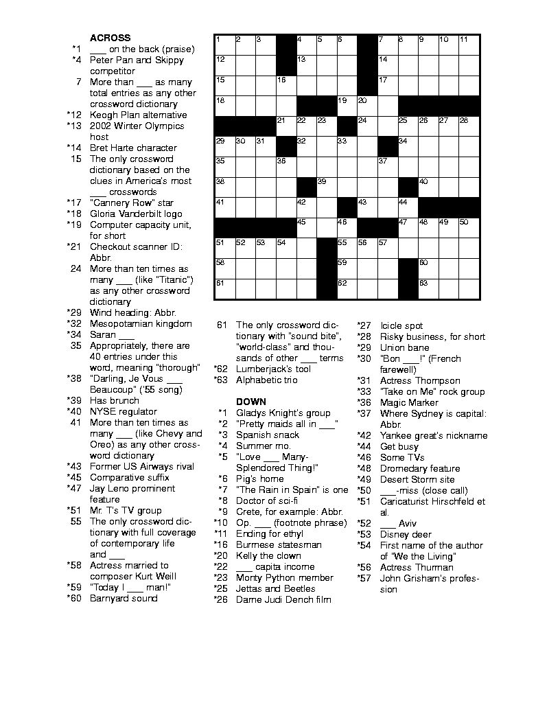 Free Medium Printable Crossword Puzzles