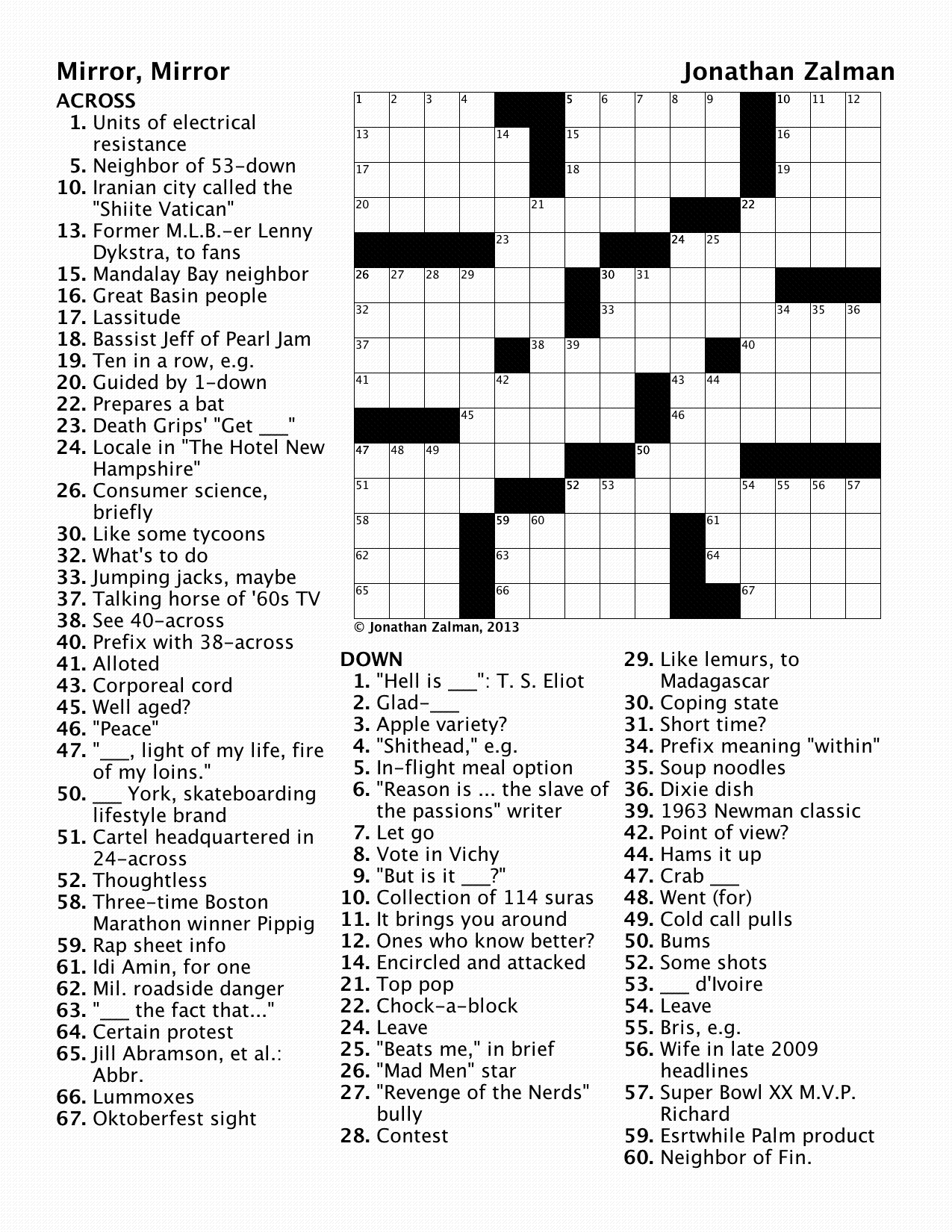 Free Printable Crossword Puzzles Mirroreyes Printable