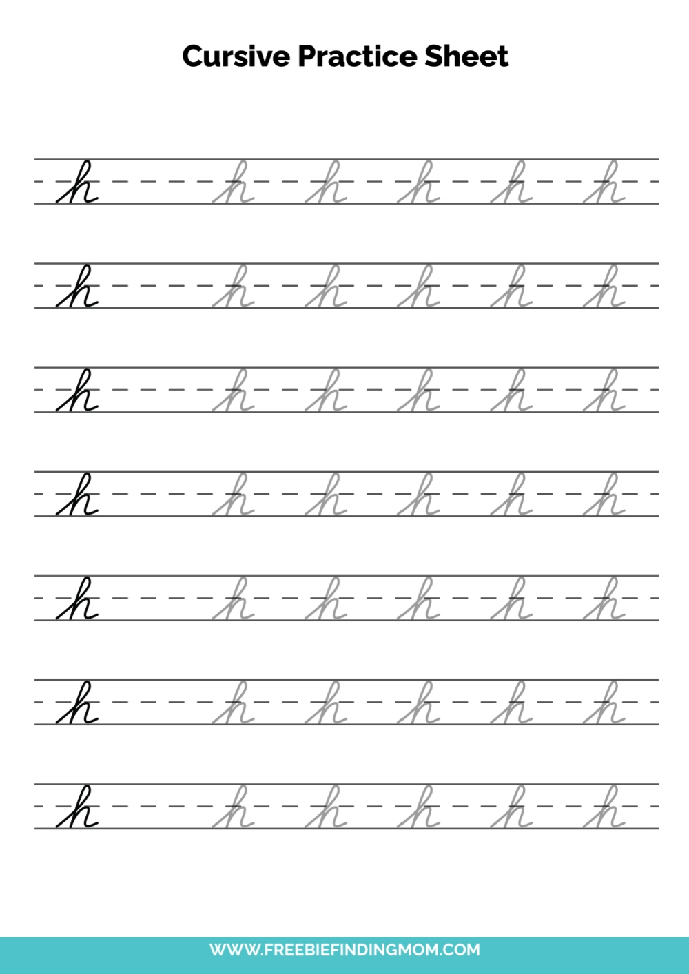 Free Printable Cursive Alphabet Practice Sheets Lowercase H