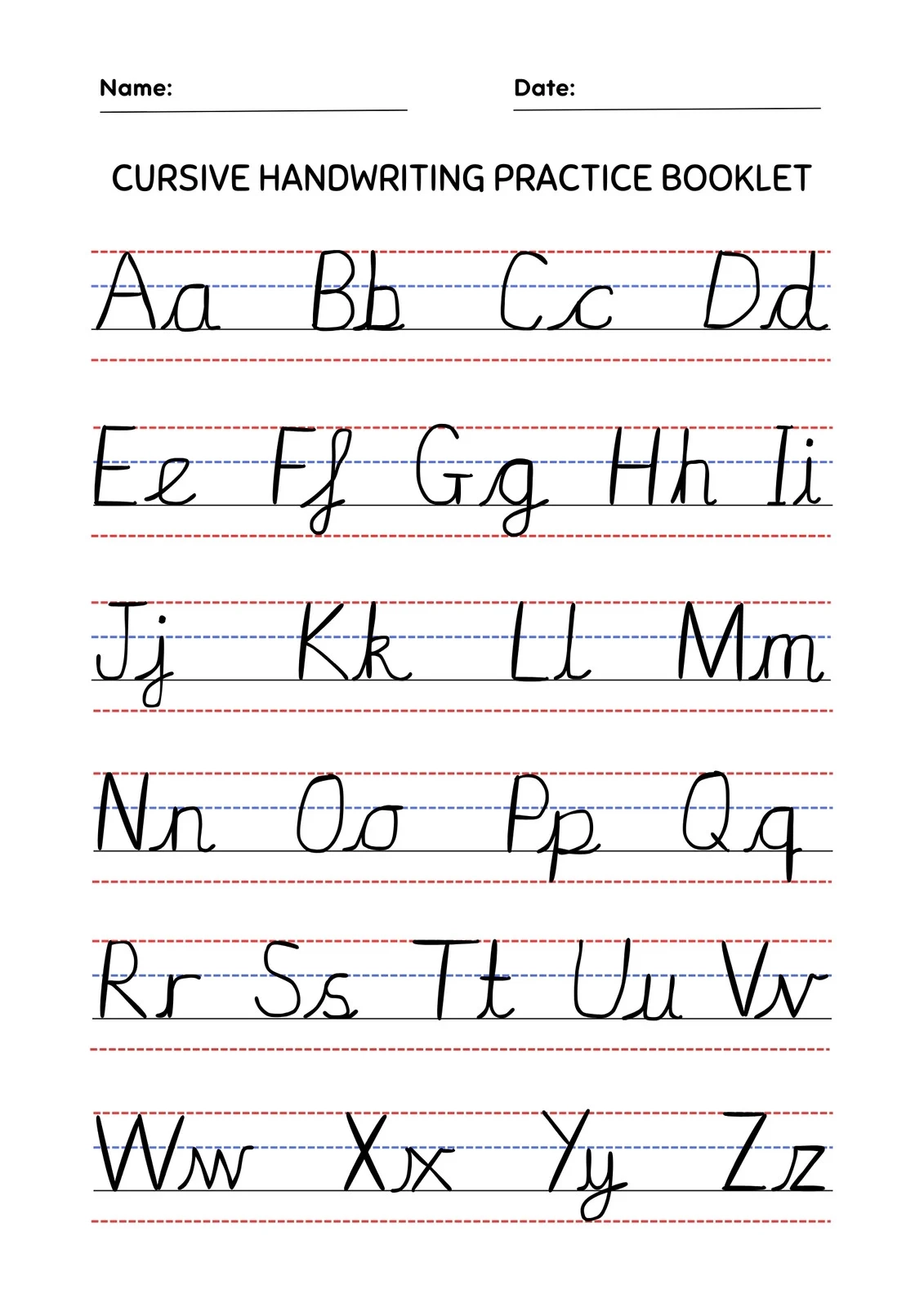 Free Cursive Worksheets Printable