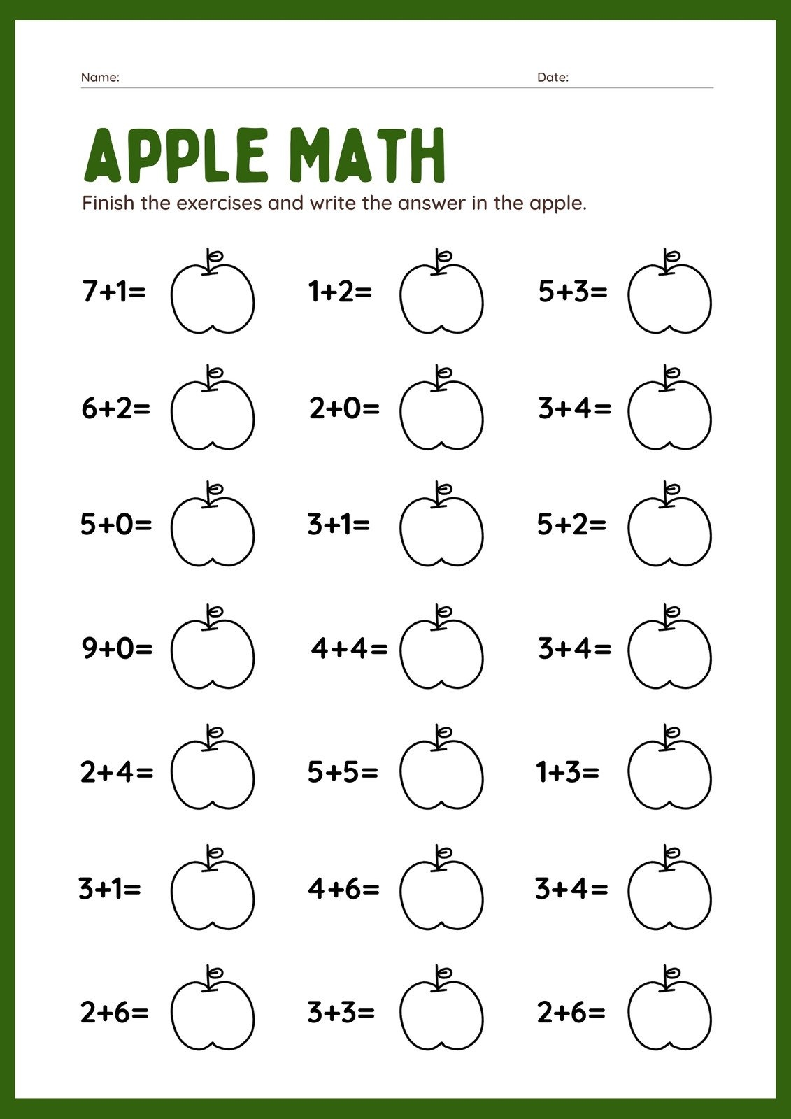 Printable Math Worksheet