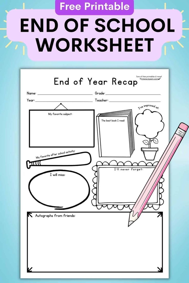 Free Printable End Of The Year Worksheets