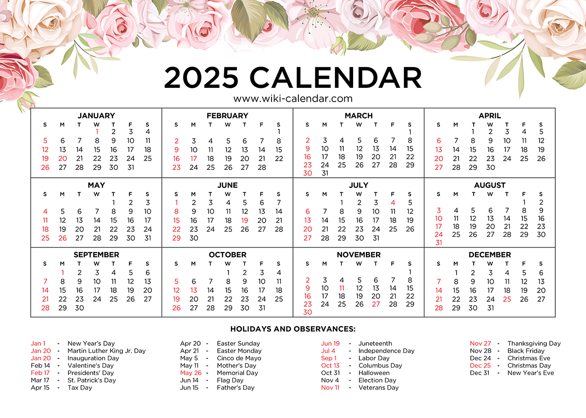 Printable Calendar 2025 Free Printable