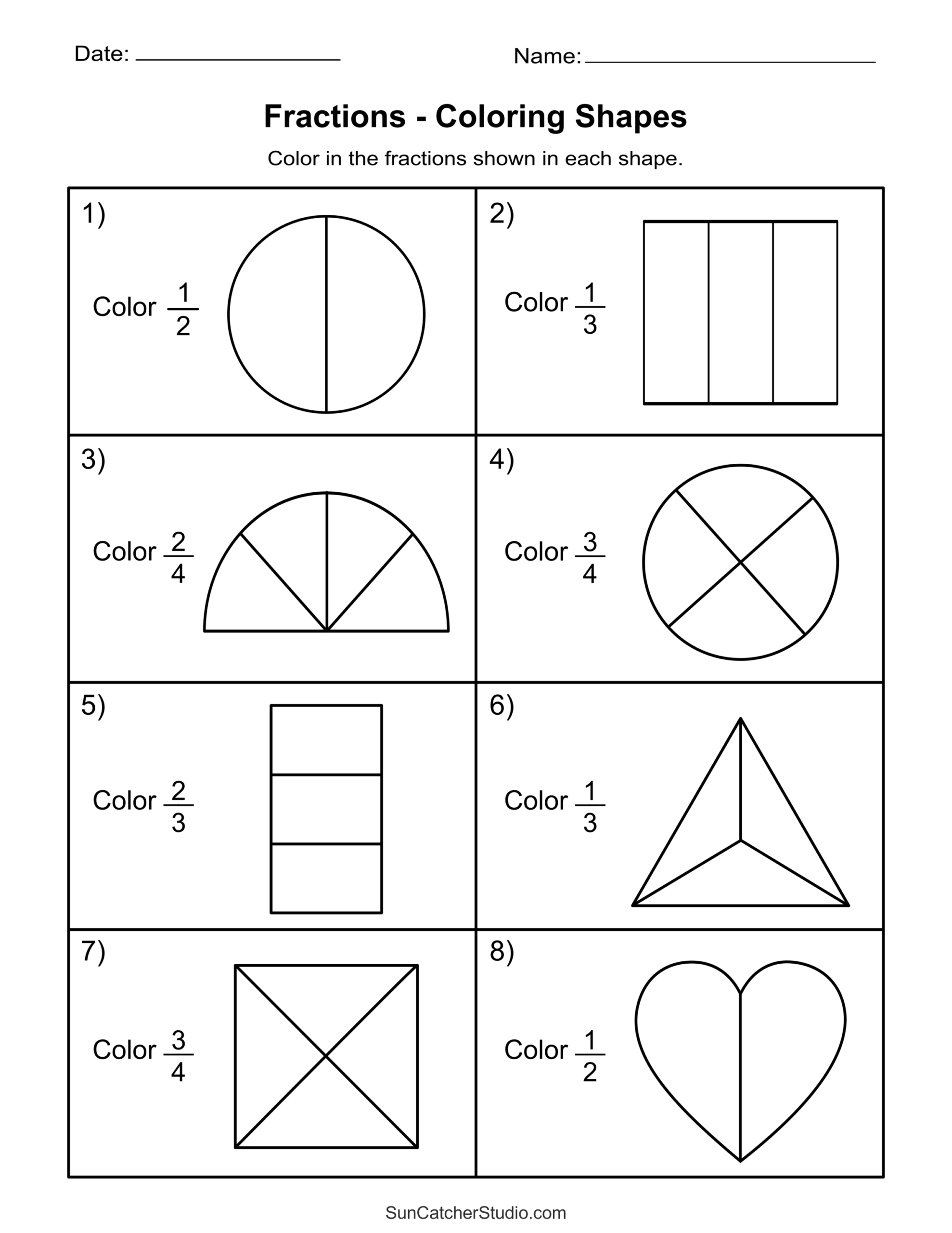 Fraction Worksheets Printable