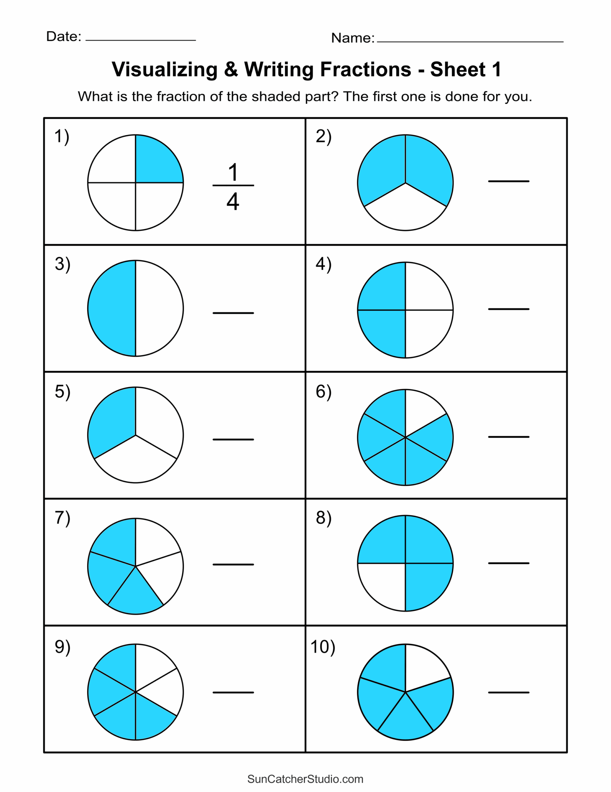 Free Printable Fraction Worksheets