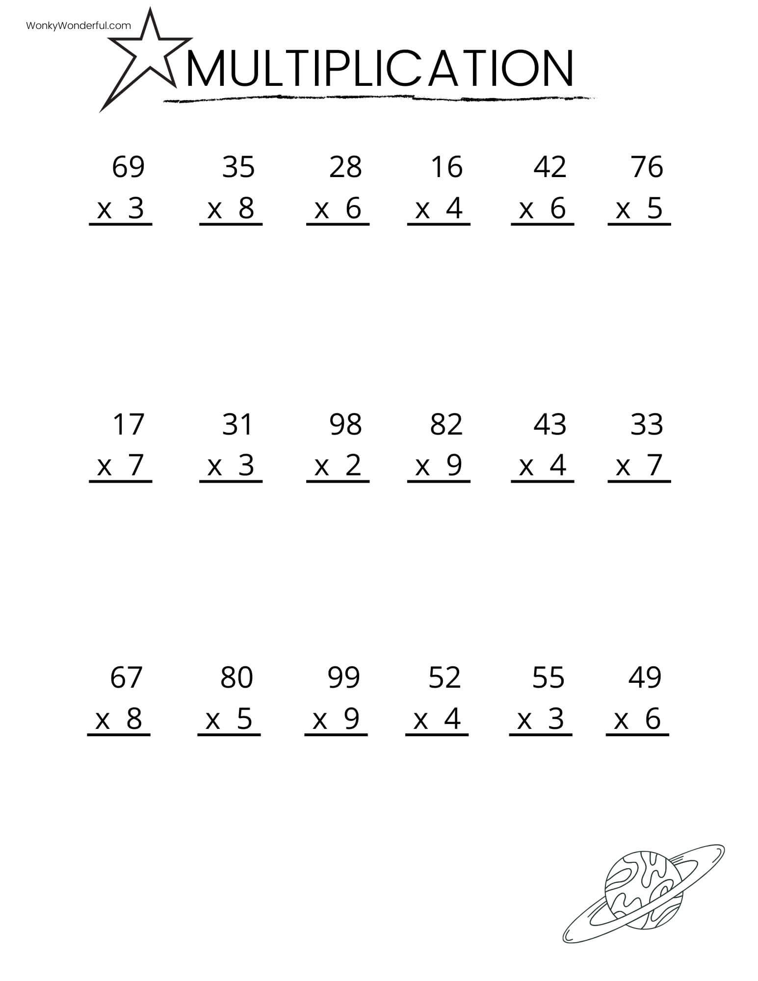 FREE PRINTABLE MULTIPLICATION WORKSHEETS WonkyWonderful