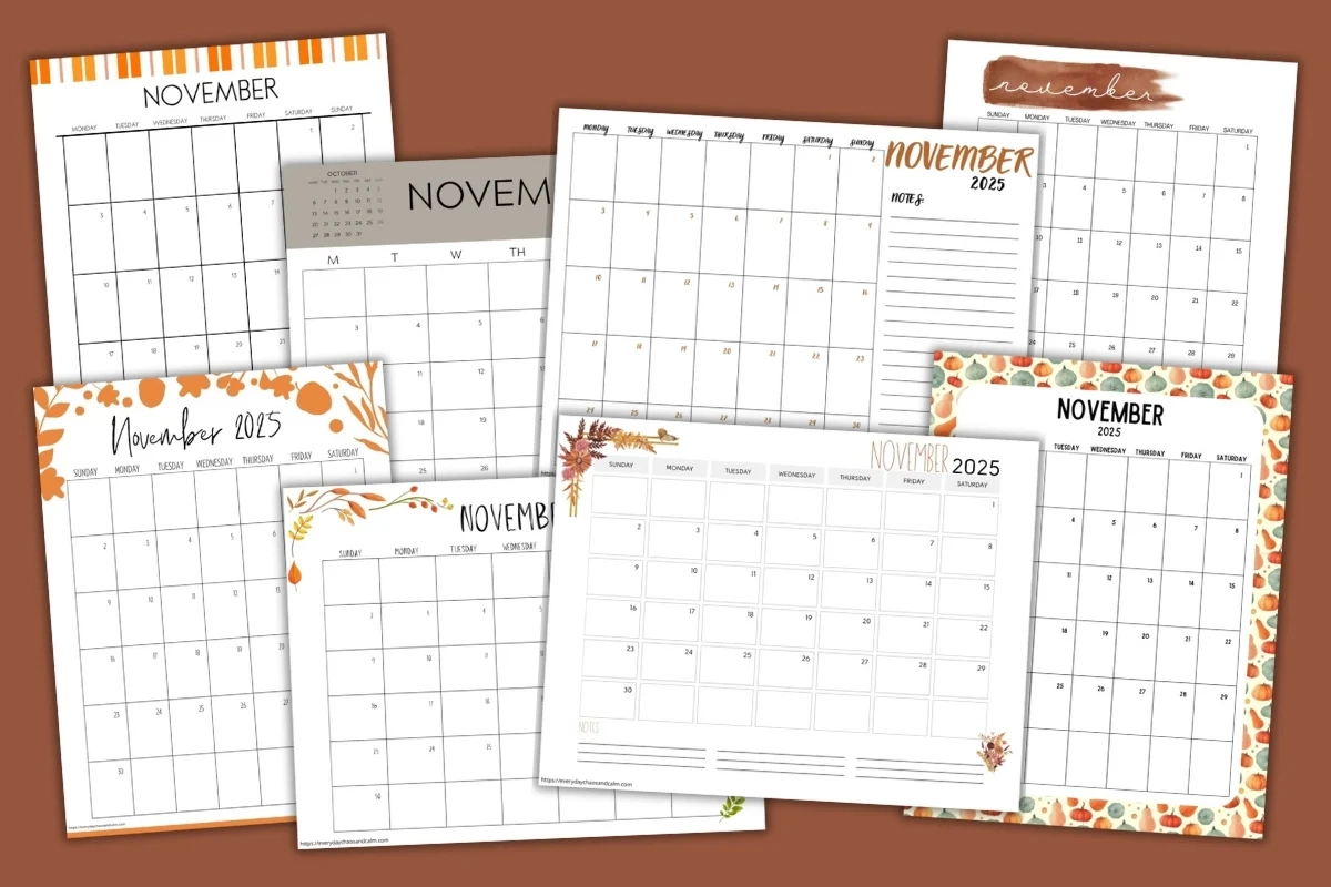 Printable Calendar November 2025 Free