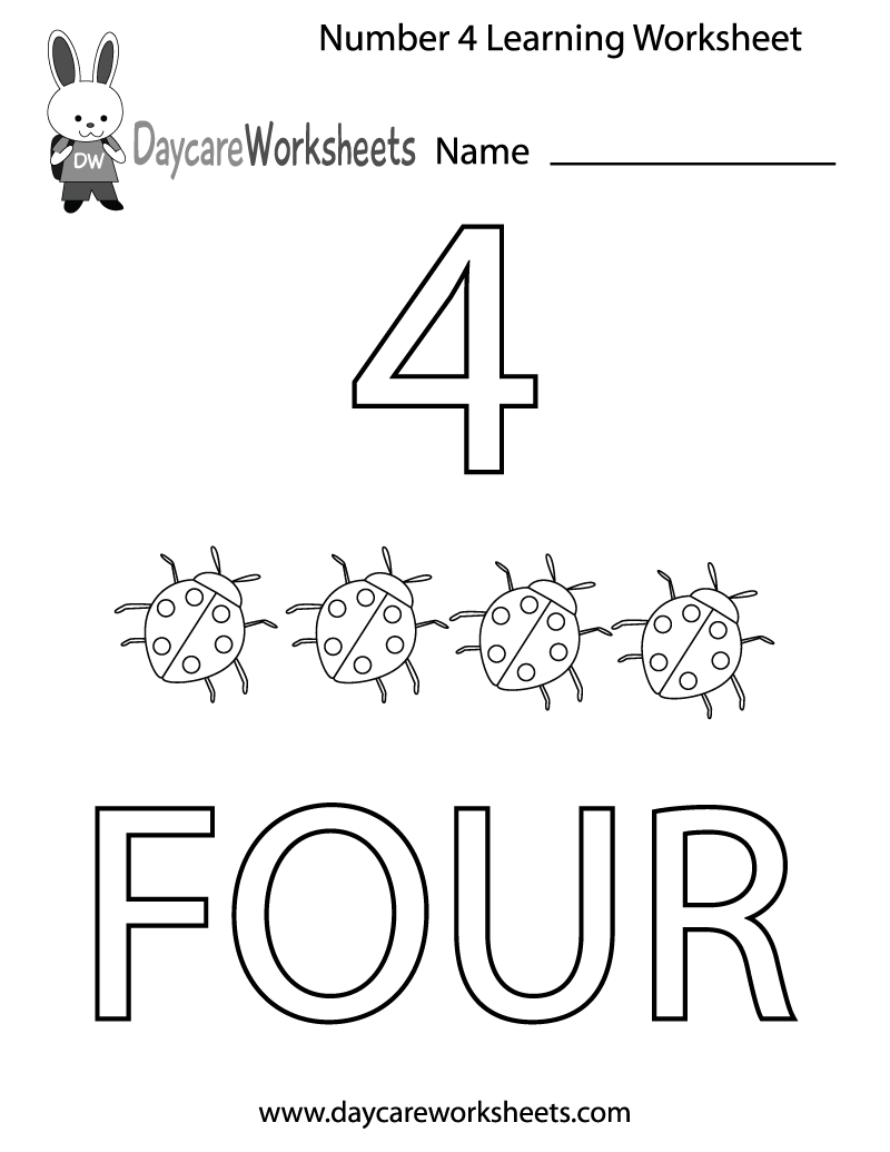 Free Printable Number 4 Worksheets