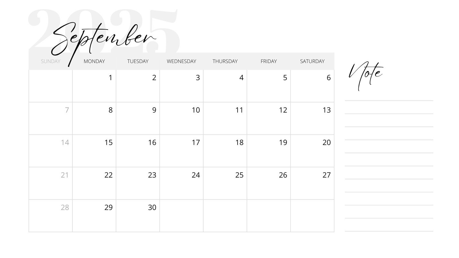 Free Printable September Calendar Pdf
