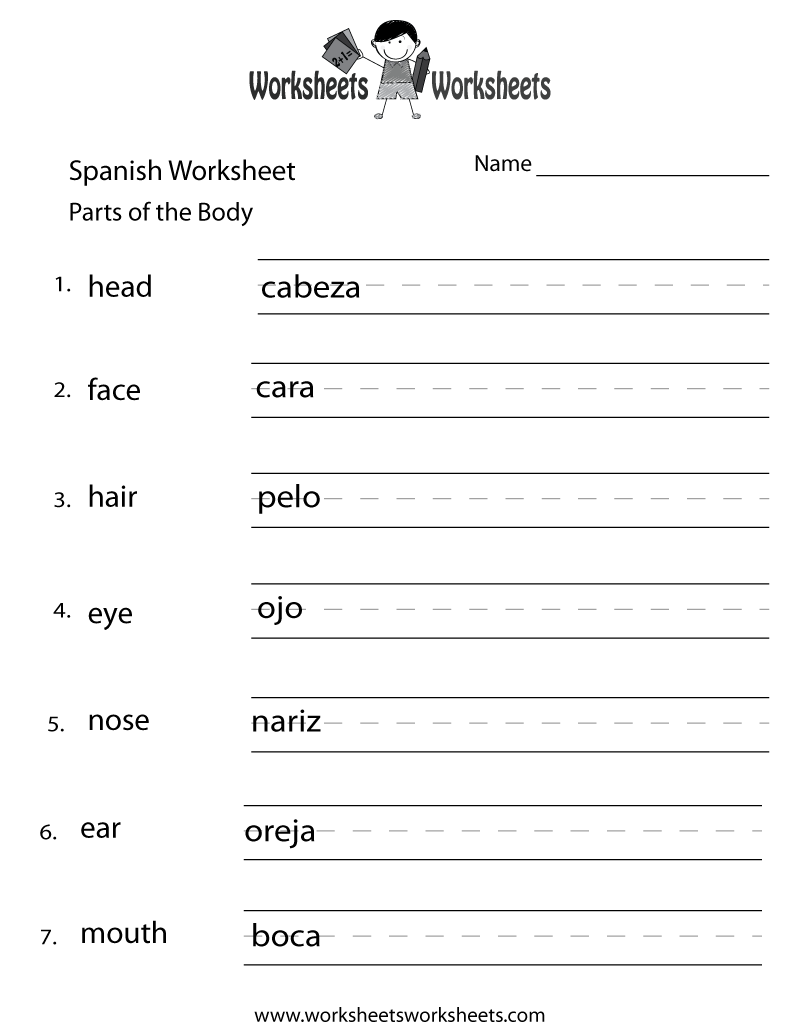 Free Printable Spanish To English Worksheets