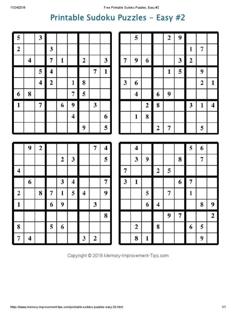 Sudoku Puzzles Easy Printable