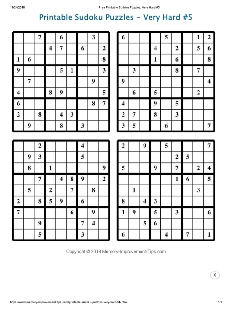 Free Printable Sudoku Puzzles Very Hard 5 PDF