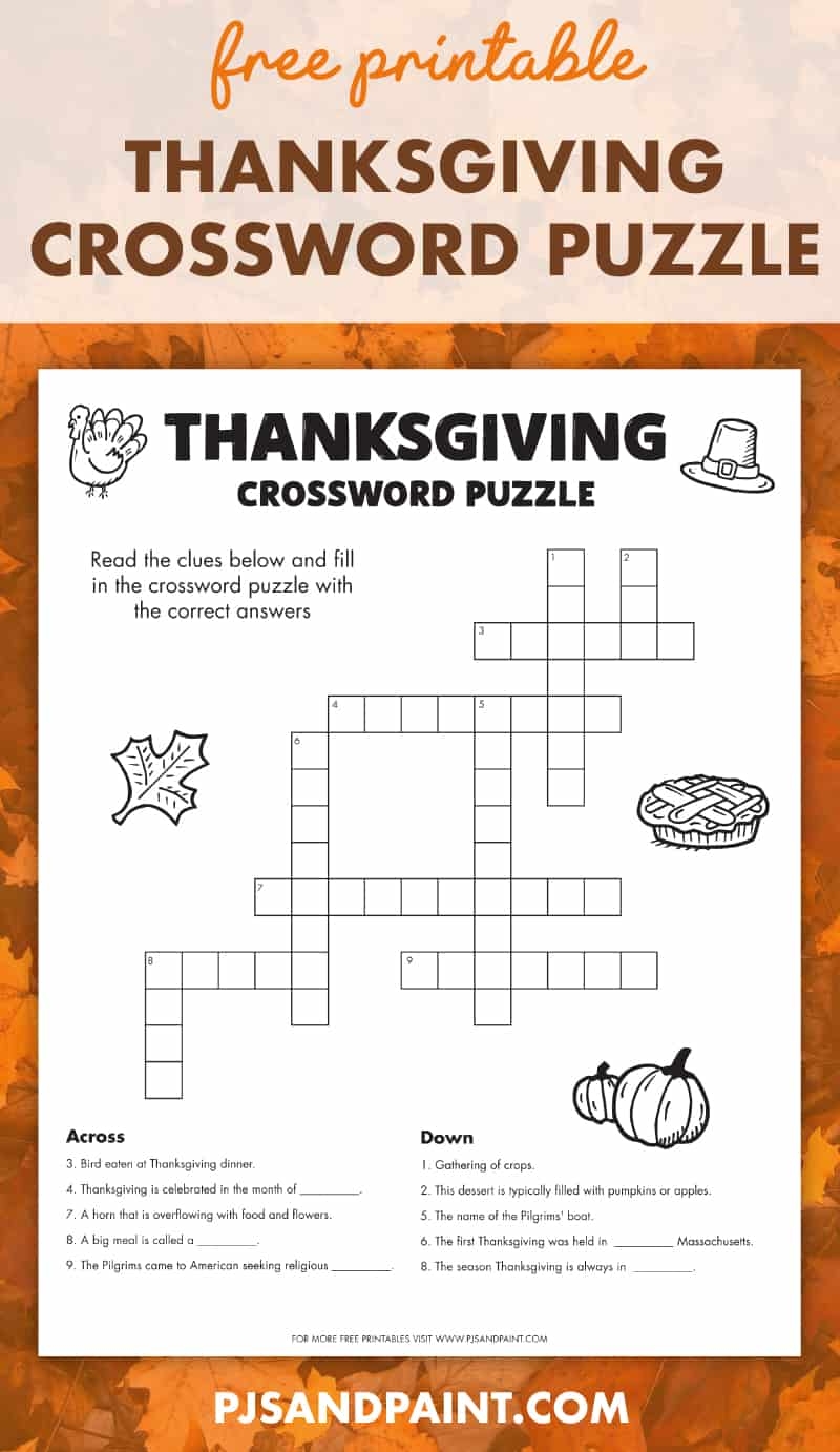 Thanksgiving Crossword Puzzles Printable Adults