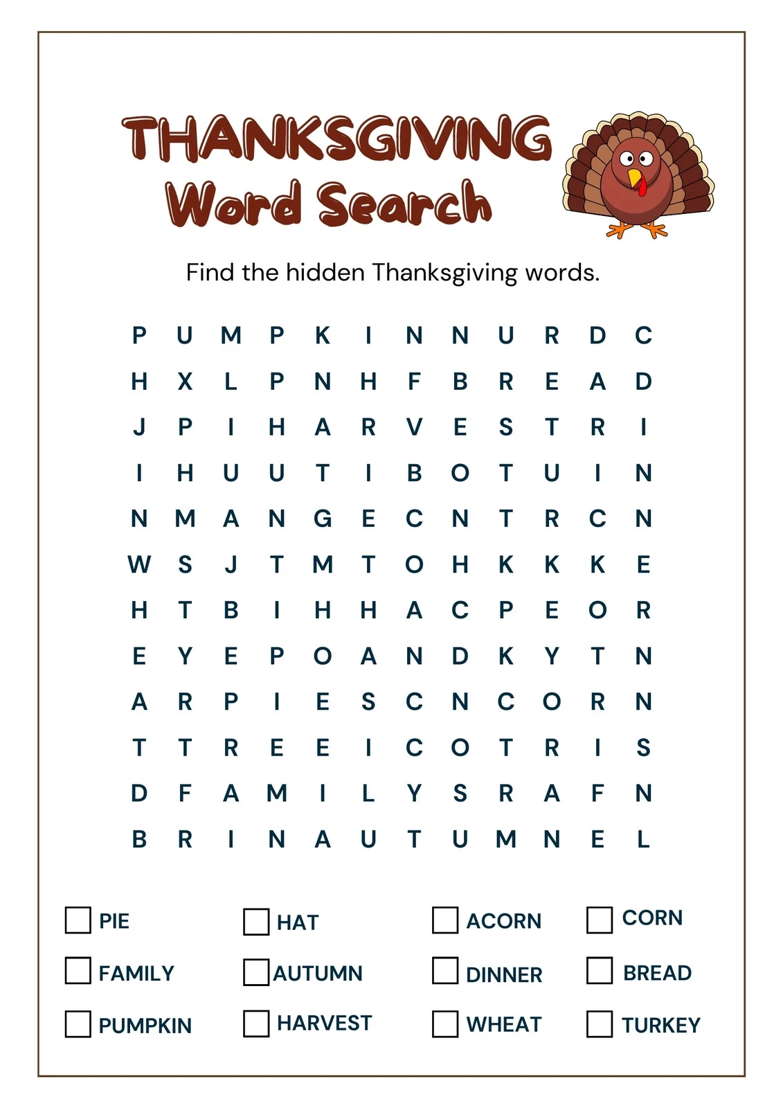 Free Printable Thanksgiving Worksheet Templates Canva