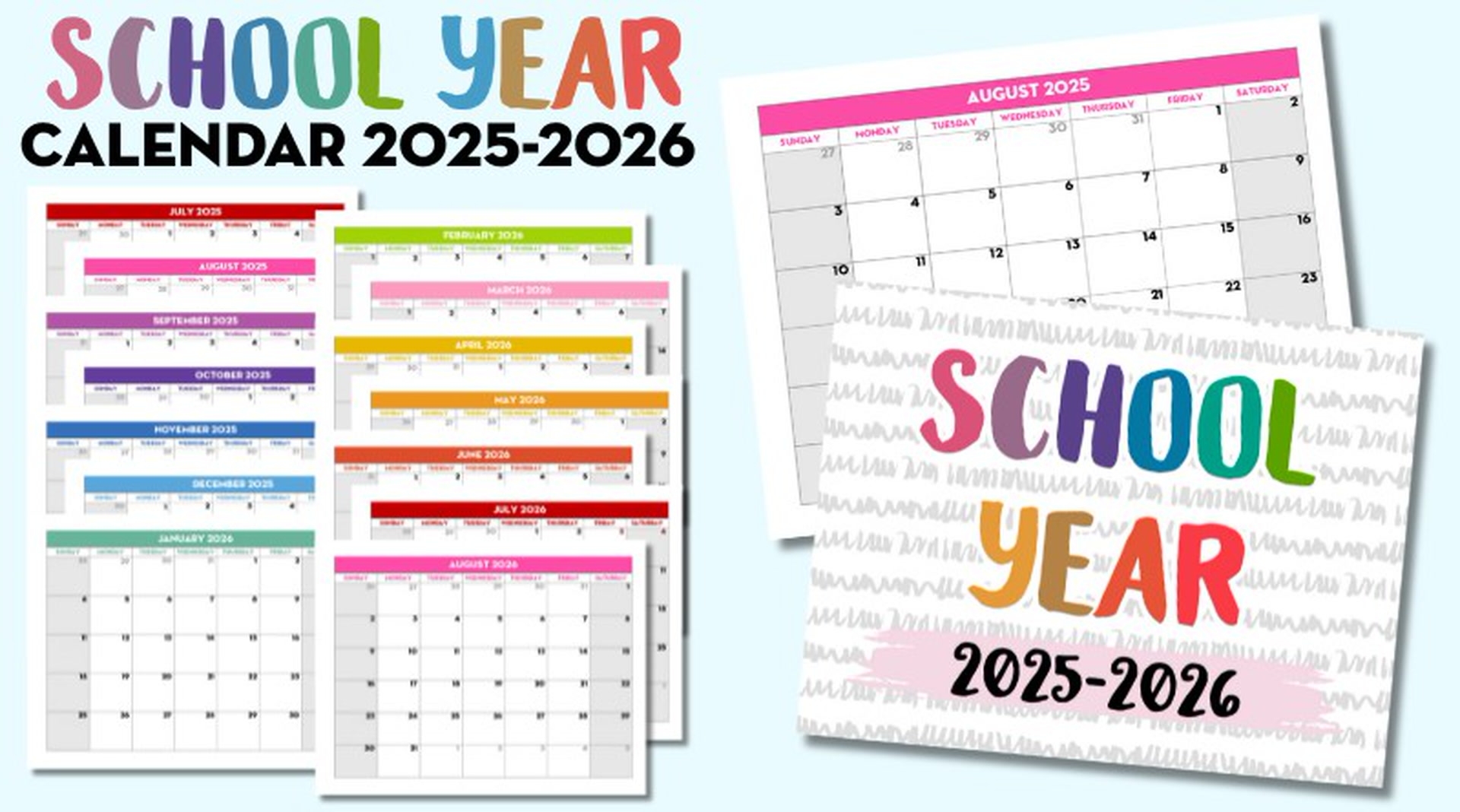 Free Printable Traceable Monthly School Calendars 2025 2026 Lovely Planner