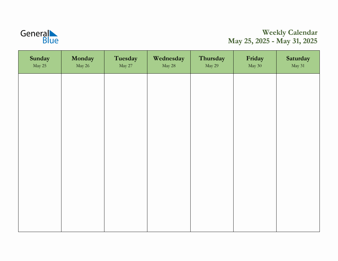 Free Printable Weekly Planner For May 25 To May 31 2025