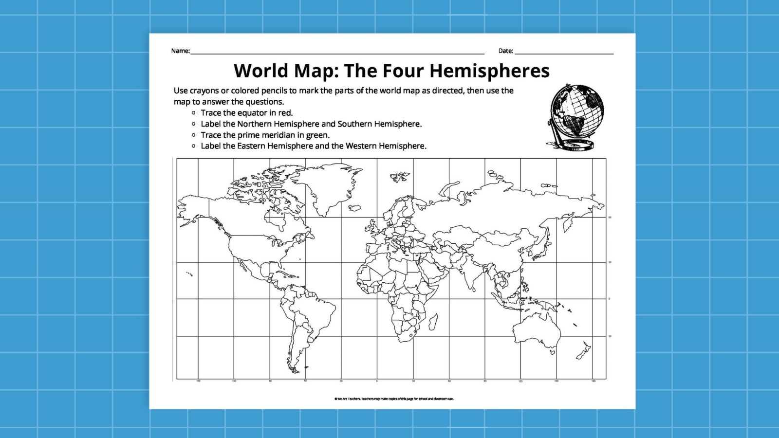 Printable World Map Worksheet