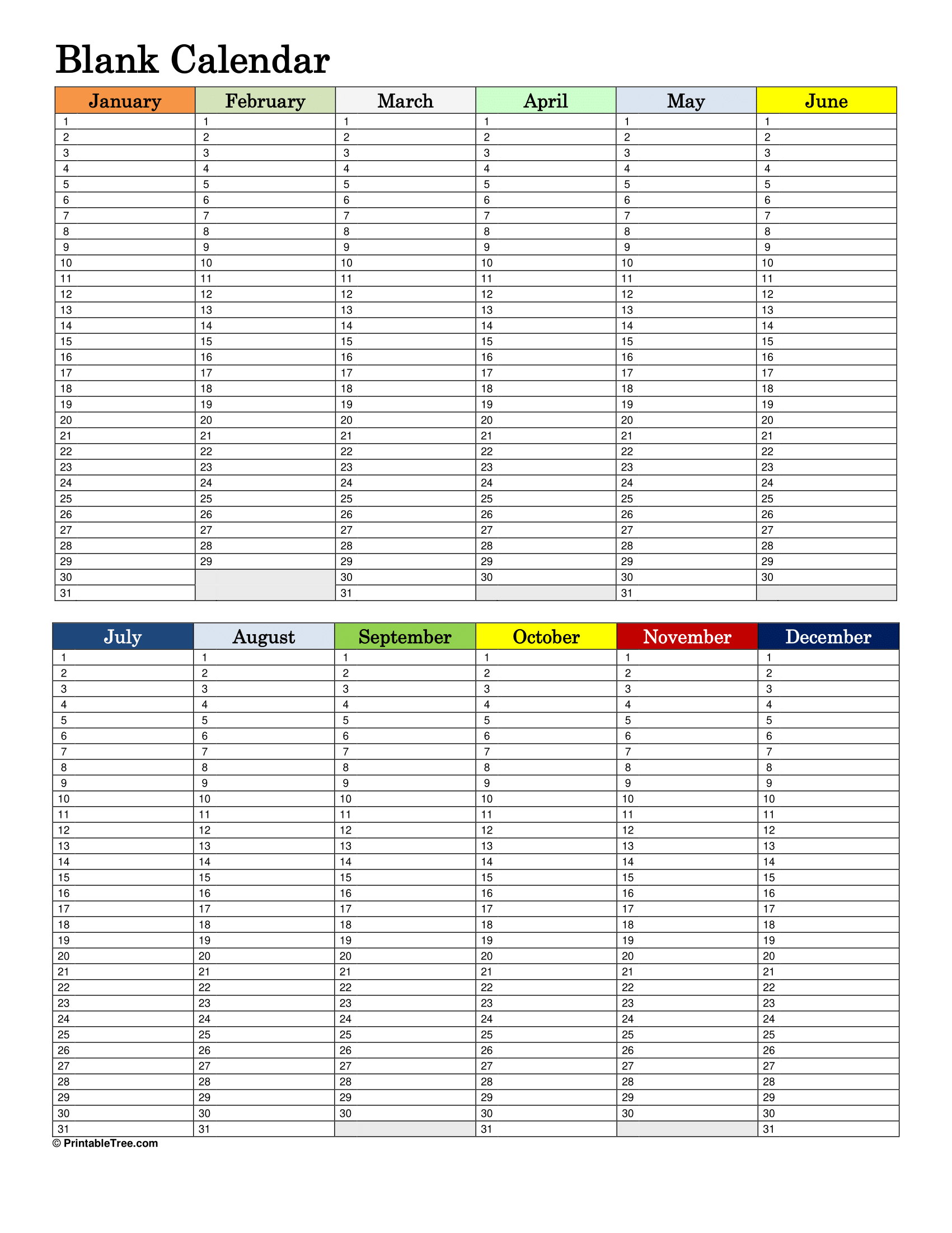 Printable Blank Calendar With Lines 2025
