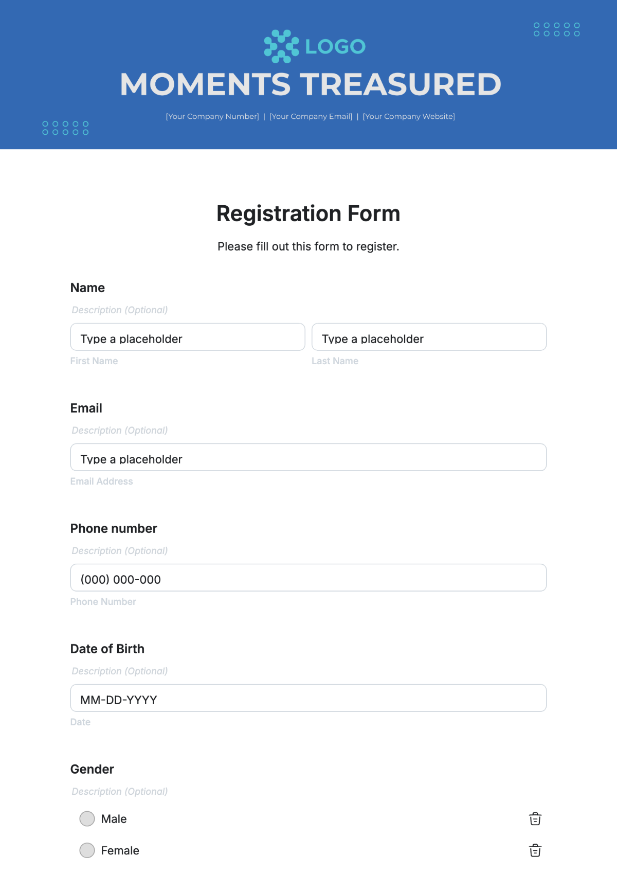 Free Printable Registration Form Templates