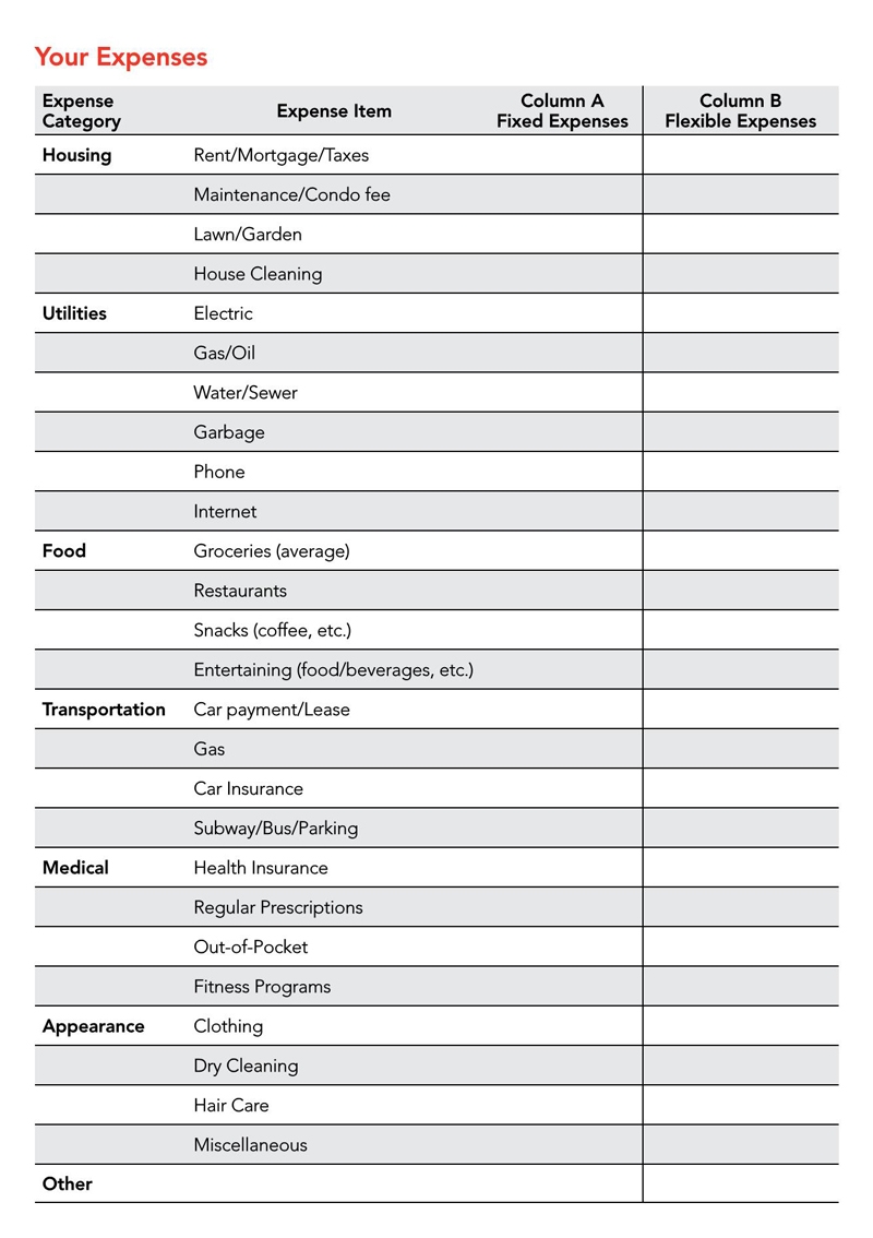Free Printable Retirement Budget Worksheet